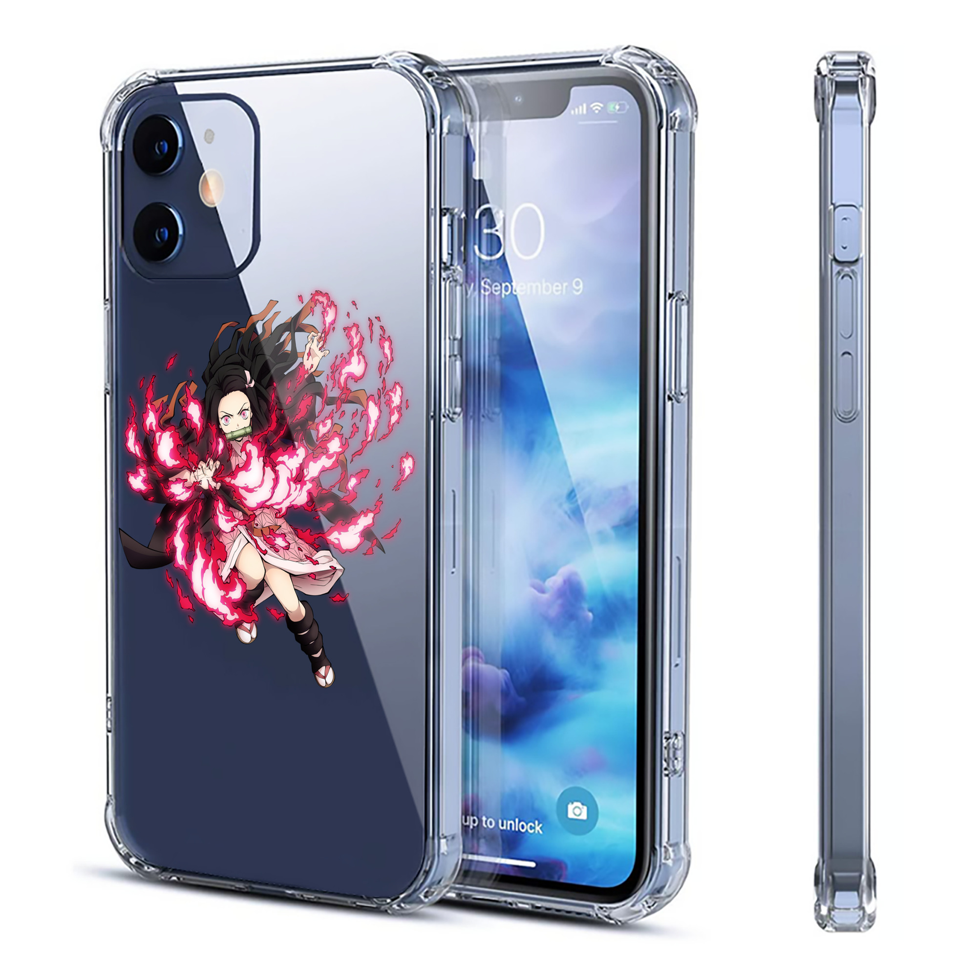 （画像用） 鬼滅の刃（きめつのやいば）竈門 禰󠄀豆子／かまど ねずこ Kamado Nezuko 【iPhone 12シリーズ対応】透明スマホケース（クリアソフトケース）